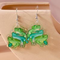 1 Pair Cute Frog Alloy Plastic Drop Earrings sku image 1