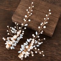 Women's Simple Style Solid Color Alloy Inlay Rhinestones Pearl Hair Clip main image 6