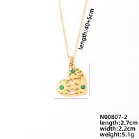 304 Stainless Steel K Gold Plated IG Style Simple Style Plating Inlay Heart Shape Turquoise Necklace Pendant sku image 1