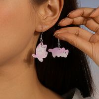 1 Pair Cute Cat Alloy Plastic Drop Earrings main image 6