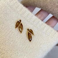 1 Pair Pastoral Leaf Plating Alloy Gold Plated Silver Plated Ear Studs main image 3