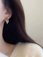 1 Pair Pastoral Leaf Plating Alloy Gold Plated Silver Plated Ear Studs main image 6