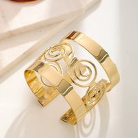 Exaggerated Luxurious Spiral Stripe Copper Hollow Out Bangle main image 4