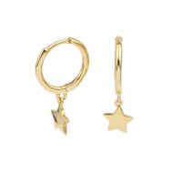 1 Pair Simple Style Star Plating Sterling Silver 18k Gold Plated Drop Earrings main image 1