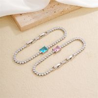 Copper Rhodium Plated IG Style Casual Simple Style Plating Chain Inlay Square Zircon Bracelets main image 3