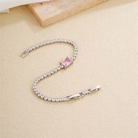 Copper Rhodium Plated IG Style Casual Simple Style Plating Chain Inlay Square Zircon Bracelets main image 6