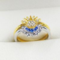 Wholesale Jewelry Retro Exaggerated Simple Style Sun Moon Alloy Artificial Rhinestones Gold Plated Silver Plated Plating Inlay Rings sku image 2