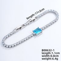 Copper Rhodium Plated IG Style Casual Simple Style Plating Chain Inlay Square Zircon Bracelets sku image 1