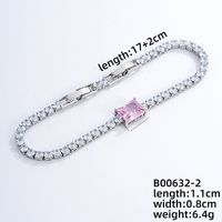 Copper Rhodium Plated IG Style Casual Simple Style Plating Chain Inlay Square Zircon Bracelets sku image 2