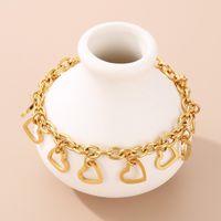 Sweet Heart Shape Chains Print Titanium Steel 18K Gold Plated Bracelets In Bulk main image 7