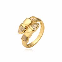 Vintage Style Heart Shape Copper Plating Inlay Zircon Gold Plated Open Rings sku image 1