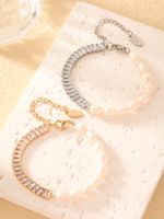 304 Stainless Steel Gold Plated Silver Plated Elegant Simple Style Beaded Plating Inlay Geometric Pearl Zircon Bracelets main image 3