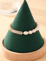 Edelstahl 304 Vergoldet Versilbert Elegant Einfacher Stil Perlen Überzug Inlay Geometrisch Perle Zirkon Armbänder main image 4