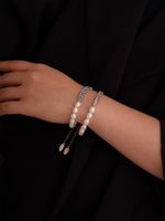 304 Stainless Steel Gold Plated Silver Plated Elegant Simple Style Beaded Plating Inlay Geometric Pearl Zircon Bracelets main image 6