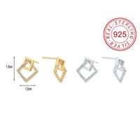 1 Pair Simple Style Symbol Plating Inlay Sterling Silver Zircon 18k Gold Plated Silver Plated Ear Studs main image 1