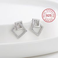 1 Paire Style Simple Symbole Placage Incruster Argent Sterling Zircon Plaqué Or 18k Plaqué Argent Boucles D'oreilles main image 4