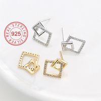 1 Pair Simple Style Symbol Plating Inlay Sterling Silver Zircon 18k Gold Plated Silver Plated Ear Studs main image 3