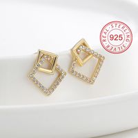 1 Pair Simple Style Symbol Plating Inlay Sterling Silver Zircon 18k Gold Plated Silver Plated Ear Studs main image 5