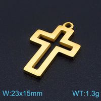 1 Piece Stainless Steel 18K Gold Plated Cross main image 2