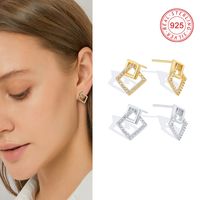 1 Pair Simple Style Symbol Plating Inlay Sterling Silver Zircon 18k Gold Plated Silver Plated Ear Studs main image 6