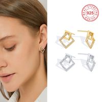 1 Paire Style Simple Symbole Placage Incruster Argent Sterling Zircon Plaqué Or 18k Plaqué Argent Boucles D'oreilles main image 6