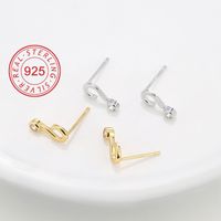 1 Pair Simple Style Symbol Plating Inlay Sterling Silver Zircon 18k Gold Plated Silver Plated Ear Studs main image 7