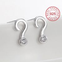 1 Paire Style Simple Symbole Placage Incruster Argent Sterling Zircon Plaqué Or 18k Plaqué Argent Boucles D'oreilles main image 9