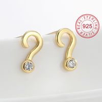 1 Pair Simple Style Symbol Plating Inlay Sterling Silver Zircon 18k Gold Plated Silver Plated Ear Studs main image 8