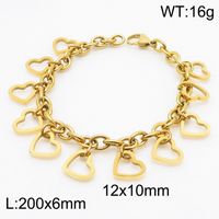 Dulce Forma De Corazón Impresión De Cadenas Acero Titanio Chapados en oro de 18k Pulsera Al Mayoreo sku image 5