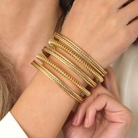 Exaggerated Luxurious Stripe Copper Layered Bangle main image 4