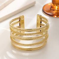 Exaggerated Luxurious Stripe Copper Layered Bangle main image 3