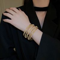 Exaggerated Luxurious Stripe Copper Layered Bangle main image 1