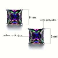 3 Pairs Rock Square Plating Inlay Copper Zircon White Gold Plated Ear Studs main image 3