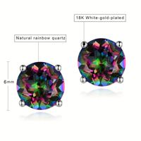 3 Pairs Rock Square Plating Inlay Copper Zircon White Gold Plated Ear Studs main image 4