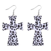 1 Pair Retro Cross Printing Pu Leather Drop Earrings main image 5