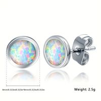 1 Pair Elegant Geometric Round Inlay Copper Opal White Gold Plated Ear Studs main image 2