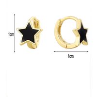 1 Paar Einfacher Stil Stern Herzform Blume Emaille Sterling Silber Zirkon 18 Karat Vergoldet Ohrringe sku image 1