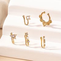 Simple Style Classic Style Heart Shape Flower Butterfly Alloy Rhinestones Lip Stud Nose Ring In Bulk sku image 2