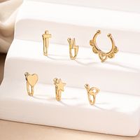 Simple Style Classic Style Heart Shape Flower Butterfly Alloy Rhinestones Lip Stud Nose Ring In Bulk sku image 4