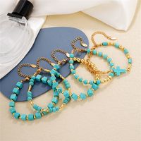 Vintage Style Ethnic Style Geometric 304 Stainless Steel Turquoise K Gold Plated Bracelets In Bulk main image 1