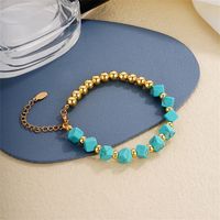 Vintage Style Ethnic Style Geometric 304 Stainless Steel Turquoise K Gold Plated Bracelets In Bulk main image 8