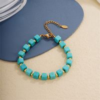 Vintage Style Ethnic Style Geometric 304 Stainless Steel Turquoise K Gold Plated Bracelets In Bulk main image 6