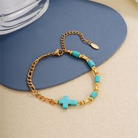 Vintage Style Ethnic Style Geometric 304 Stainless Steel Turquoise K Gold Plated Bracelets In Bulk main image 9