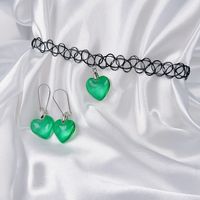 Vintage Style Simple Style Classic Style Heart Shape Artificial Crystal Transparent Women's Jewelry Set sku image 2