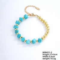 Vintage Style Ethnic Style Geometric 304 Stainless Steel Turquoise K Gold Plated Bracelets In Bulk sku image 5