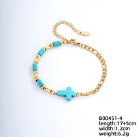 Vintage Style Ethnic Style Geometric 304 Stainless Steel Turquoise K Gold Plated Bracelets In Bulk sku image 3