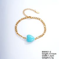 Vintage Style Ethnic Style Geometric 304 Stainless Steel Turquoise K Gold Plated Bracelets In Bulk sku image 1