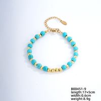 Vintage Style Ethnic Style Geometric 304 Stainless Steel Turquoise K Gold Plated Bracelets In Bulk sku image 8