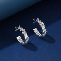 1 Pair Casual Simple Style Geometric Copper Zircon White Gold Plated Ear Cuffs main image 7