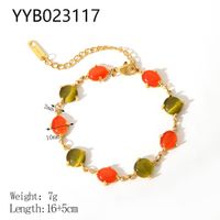 201 Stainless Steel 18K Gold Plated Elegant Glam Plating Inlay Oval Opal Bracelets Earrings Necklace main image 3